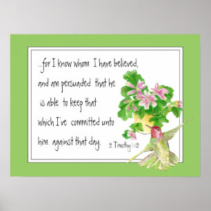 Poster 2 Timothy 1:12 Christian Encouragement Scripture