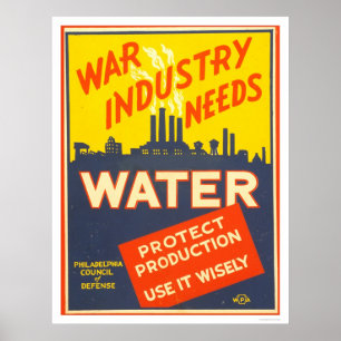 Poster 2ème guerre mondiale d'eau de l'industrie de la gu