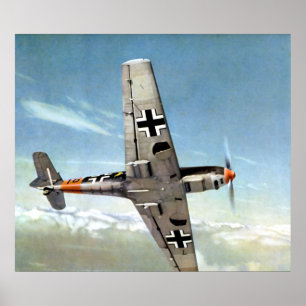 Poster 2ÈME GUERRE MONDIALE ME-109 allemand en vol.