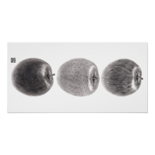 POSTER 3個のりんご　縦 (Devant)