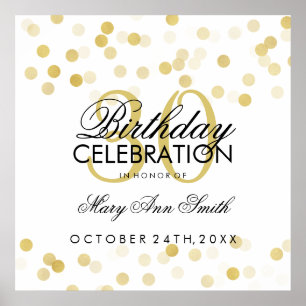 Poster 30e anniversaire Faux Gold Foil Parties scintillan