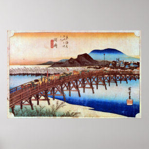 Poster 39. 岡 崎 宿, 重 Okazaki-juku, Hiroshige, Ukiyo-e,
