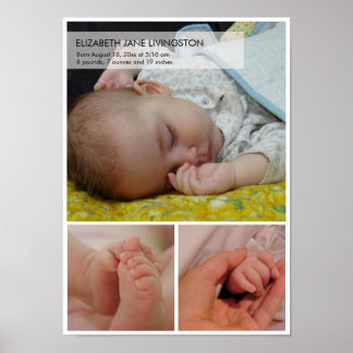 Poster 3 photos de bébé montage moderne mur vertical susp