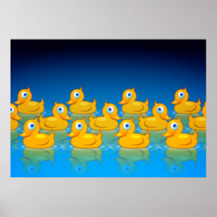 Poster 3 rangées de canards en caoutchouc