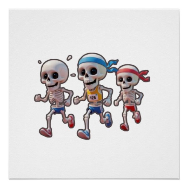 Poster “3D Cartoon Skeleton Race • Funny Running Skeleton (Devant)