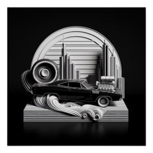 Poster 3d Diorama véhicule 010