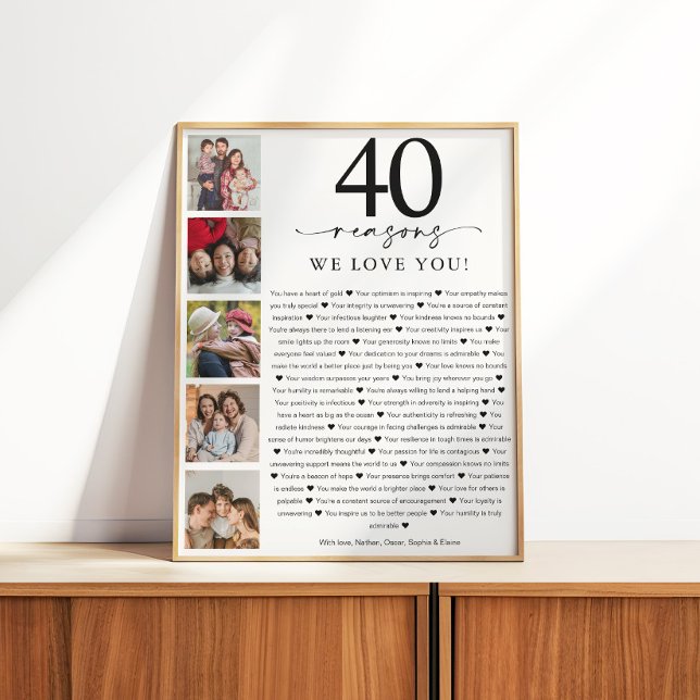 Poster 40 raisons pour lesquelles nous vous aimons pour u (Créateur téléchargé)
