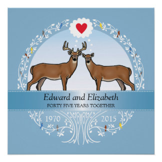 Poster 45e anniversaire du Mariage personnalisé, Buck & D