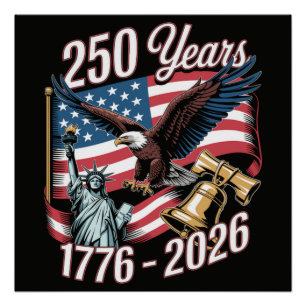 Poster 4 juillet Amérique États-Unis Aigle patriotique