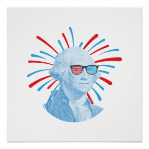 Poster 4 juillet George Washington lunettes