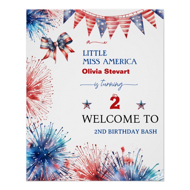 Poster 4 juillet Little miss America 2e anniversaire Bien (Devant)