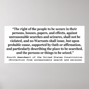 Poster 4e amendement de la Constitution des États-Unis