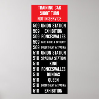 Poster 509 HARBOURFRONT/510 SPADINA Replica TTC Roll Sign