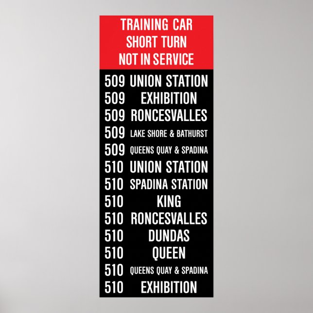 Poster 509 HARBOURFRONT/510 SPADINA Replica TTC Roll Sign (Devant)