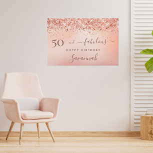 Poster 50 Fabuleux anniversaire rose or rose