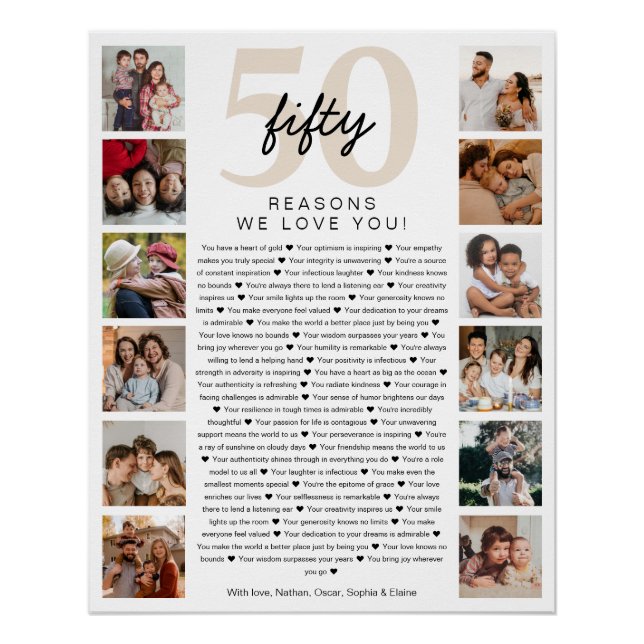 Poster 50 Reasons We Love You Birthday Keepsake Gift (Devant)