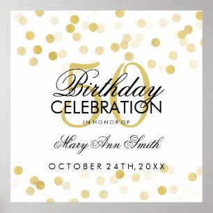 Poster 50e anniversaire Faux Gold Foil Parties scintillan
