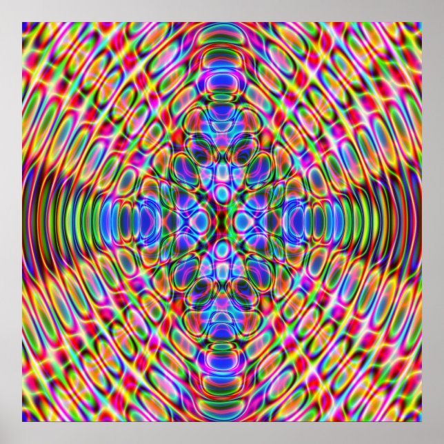 Poster 52x52 or Smaller Poster, Psychedelic Red Blue (Devant)