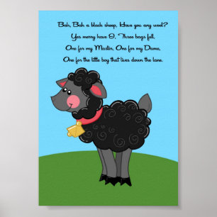 Poster 5x7 Bah Black Sheme Rhyme Kids Room Wall Art