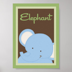 Poster 5x7 "Elephant" Jungle Safari Baby Lit Mur Art