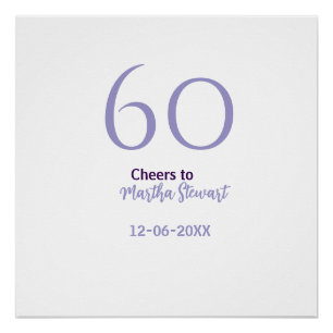 Poster 60 & fabuleux anniversaire violet gras nom date st
