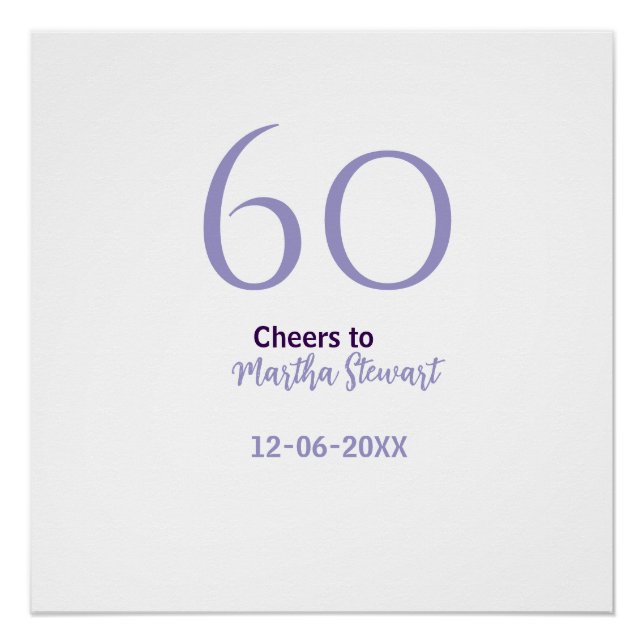 Poster 60 & fabuleux anniversaire violet gras nom date st (Devant)