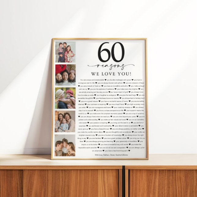 Poster 60 Reasons We Love You Birthday or Anniversary (Créateur téléchargé)