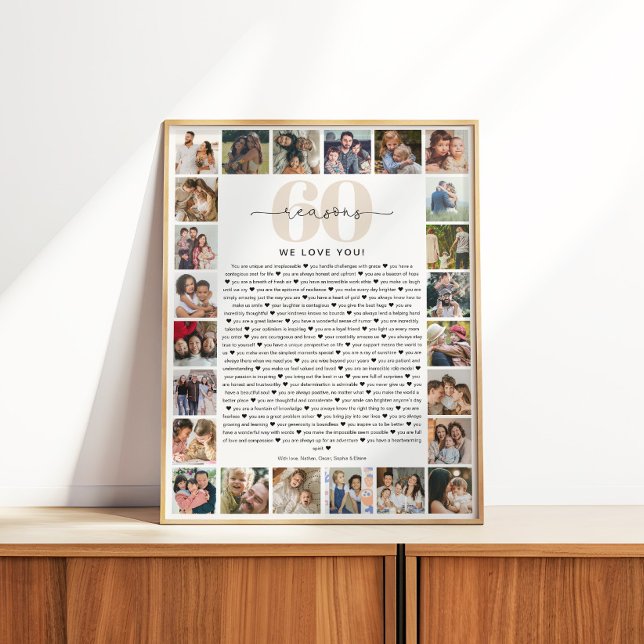 Poster 60 Reasons We Love You Photo Collage Keepsake Gift (Créateur téléchargé)