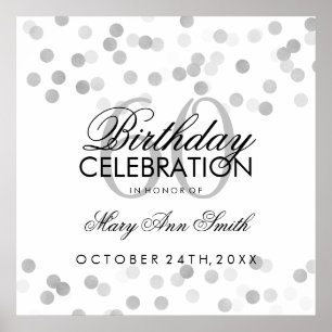 Poster 60e anniversaire Faux Silver Foil Parties scintill