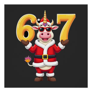 Poster 67 Licorne de Noël 6 7 Meme pour filles enfants Dr