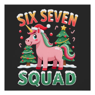 Poster 67 Licorne Noël Dabbing pour Filles Enfants 6 7 Me