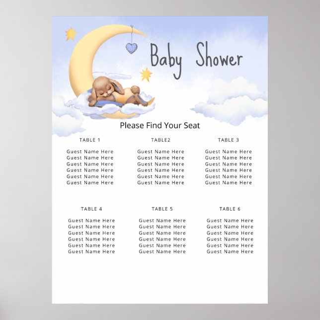 Poster 6 Table Baby Shower (Devant)