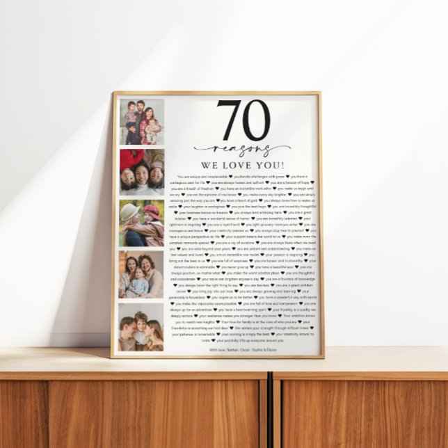 Poster 70 Reasons We Love You Birthday or Anniversary (Créateur téléchargé)