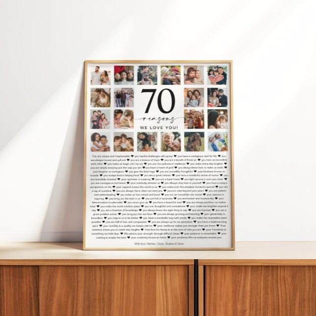 Poster 70 Reasons We Love You Photo Collage Keepsake Gift (Créateur téléchargé)