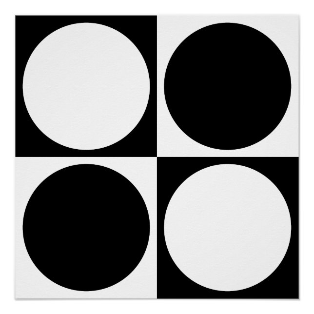 Poster 70s Checks and Circles Black and White (Devant)