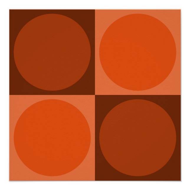Poster 70s Checks and Circles Flame Orange (Devant)