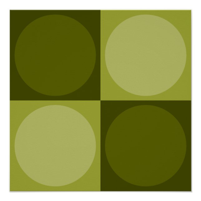 Poster 70s Checks and Circles Green (Devant)