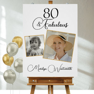 Poster 80 ans et Fabuleux 80e Anniversaire Photo Noir Scr
