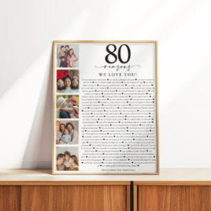 Poster 80 raisons pour lesquelles on t'aime Cadeau commém