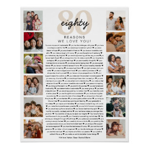 Poster 80 raisons pour lesquelles on t'aime Cadeau de sou