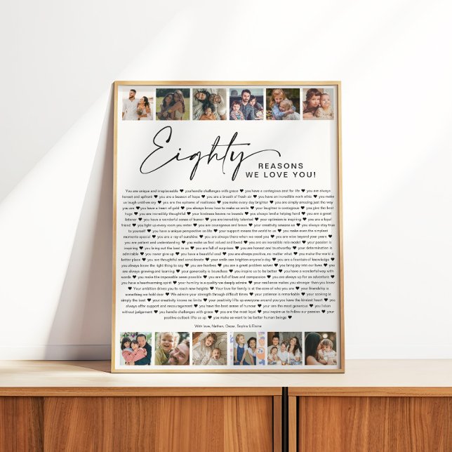 Poster 80 Reasons We Love You Birthday Photo Collage (Créateur téléchargé)