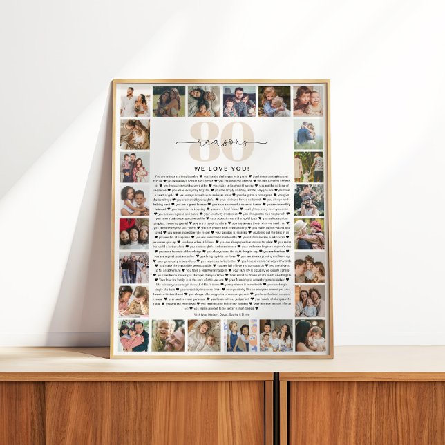 Poster 80 Reasons We Love You Photo Collage Keepsake Gift (Créateur téléchargé)