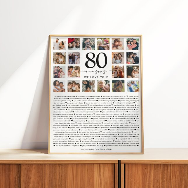 Poster 80 Reasons We Love You Photo Collage Keepsake Gift (Créateur téléchargé)