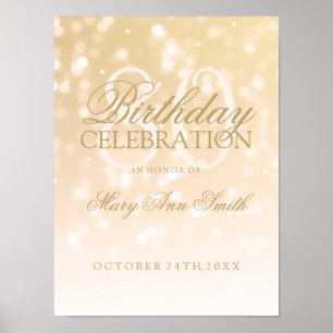 Poster 80th Birthday Gold Bokeh Sparkle Lights