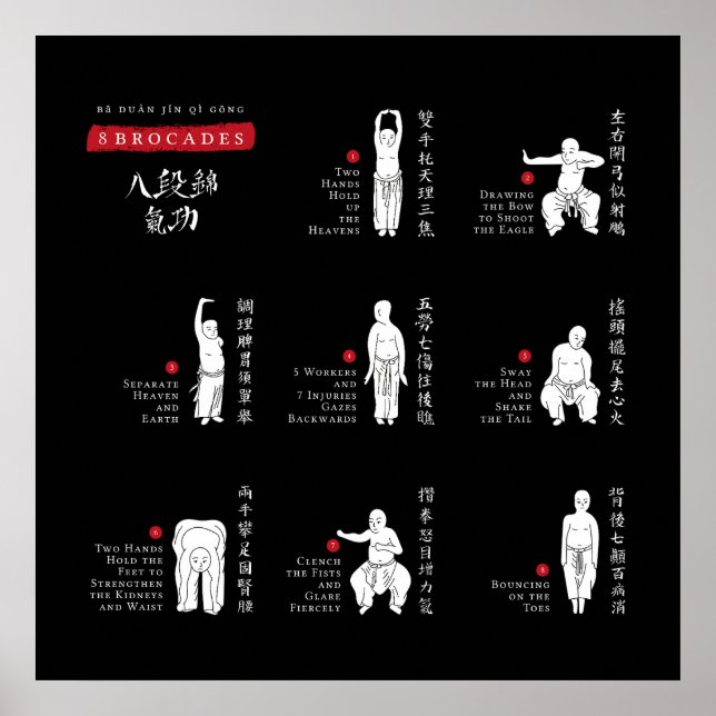 Poster 8 Brocades Ba Duan Jin QiGong (Devant)