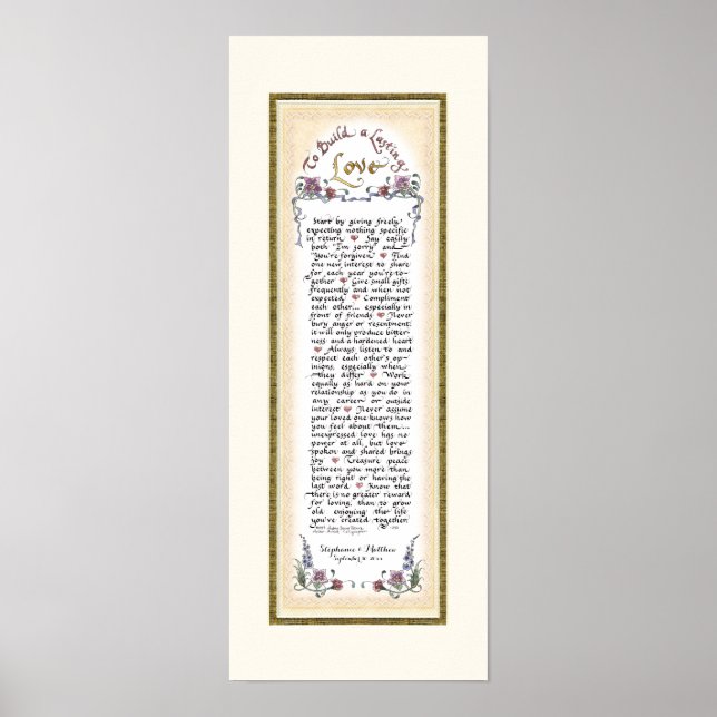 Poster 8 x 20 Pour construire un amour durable Crème feui (Devant)