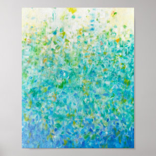 Poster 8x10 Abstrait Turquoise bleu clair imprimé jaune
