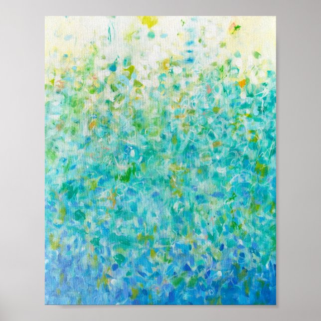 Poster 8x10 Abstrait Turquoise bleu clair imprimé jaune (Devant)