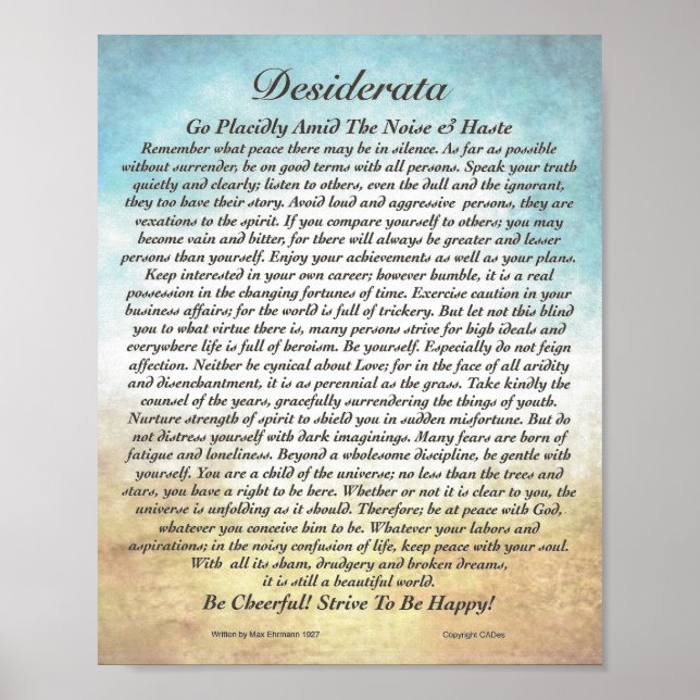 Poster 8x10 Desiderata Poem & autres tailles aussi! (Devant)