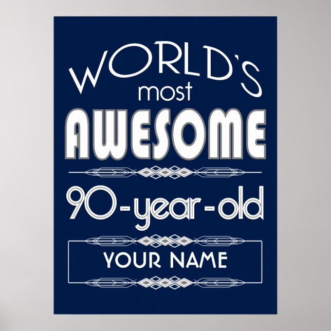 Poster 90e Anniversaire Mondes Meilleur Fabuleux Bleu Fon (Devant)